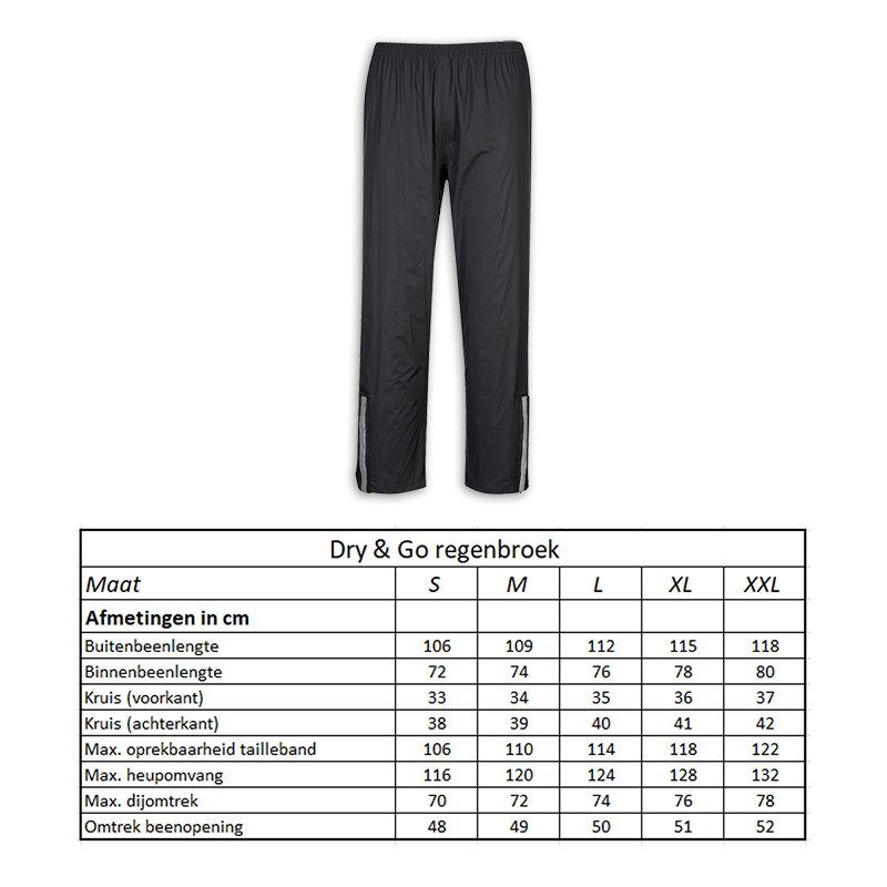 610919.20.M LYNX Pantalon de pluie Dry & Go taille M 109 x 74 x 120 cm